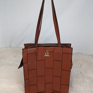 Steve Madden NWOT woven leather hand bag, size 10x12x4, brown
